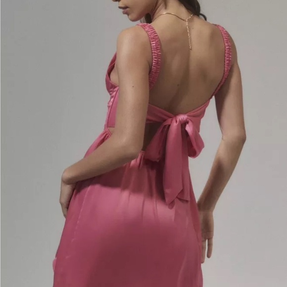 NWT Urban Outfitters Barbie Pink Corset Ribbon Satin Dress XS #barbiecore - Picture 4 of 11